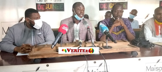 Gabriel Haba, diretceur exécutif de l'Observatoire Citoyens de la Gouvernance et de la Redevabilité (OCGR) lors d'une conférence de presse