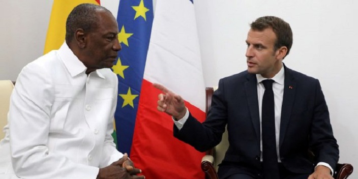 Alpha Condé et Emmanuel Macron lors d'un entretien à l'Elysée