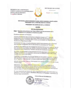 Lettre Mamady Doumbouya