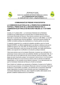 FEGUIFOOT Communiqué