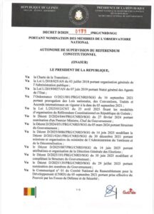 Décret de nomination des membres d’ONASUR