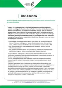 Déclaration sur la perturbation de l’internet en Guinée 