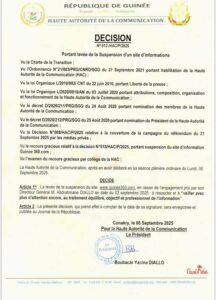 Décision de la levée de suspension de guinee360