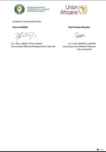 Suite du communiqué de la CEDEAO et l’Union Africaine 