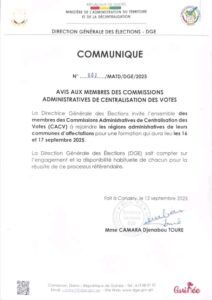 Communiqué de la DGE