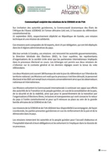 Communiqué conjoint de la CEDEAO et l’Union Africaine 
