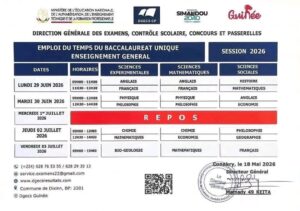 calendrier examen 1